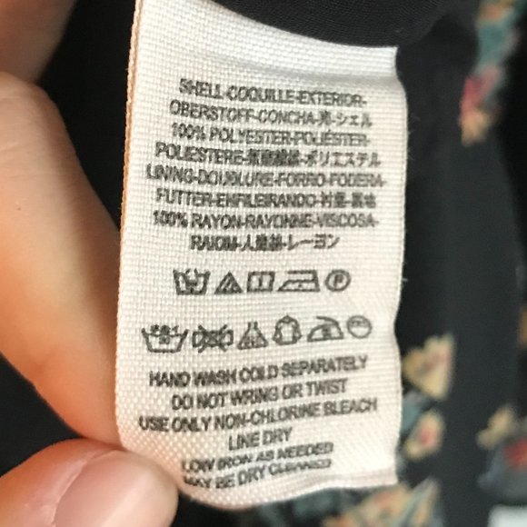 Free People Chiffon Lilou Dress Black Floral Print Bell Sleeves Flowy V Neck S - Picture 8 of 9